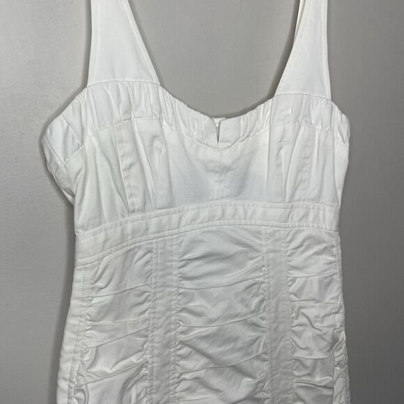 NANETTE LEPORE Mini Dress Women 4 Off White Bodycon Ruched Sleeveless Zipper - Picture 3 of 12
